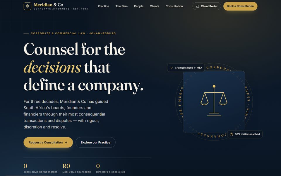 Meridian & Co website demo